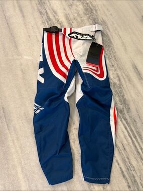 NWT Fly Racing F-16 Pants sz 22 Red White Blue Patriotic Motorbiking